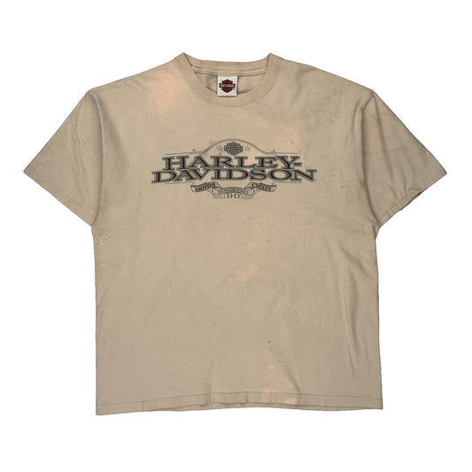 Harley Davidson Graphic T-Shirt - XL Beige Cotton