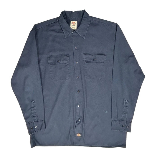 Dickies Shirt - XL Navy Polyester Blend