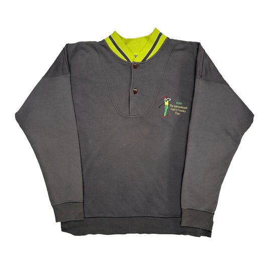 The International Golf & Country Club Boss Collared 1/4 Zip - Large Green Cotton