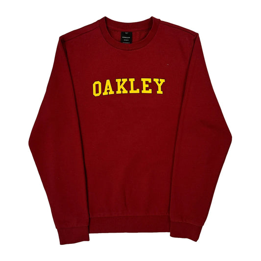 Vintage Oakley Spellout Sweatshirt - Medium Red Cotton