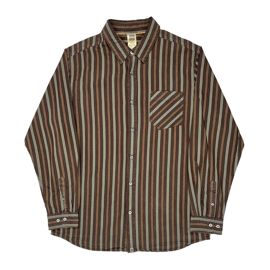 The North Face Striped Shirt - Large Brown Cotton