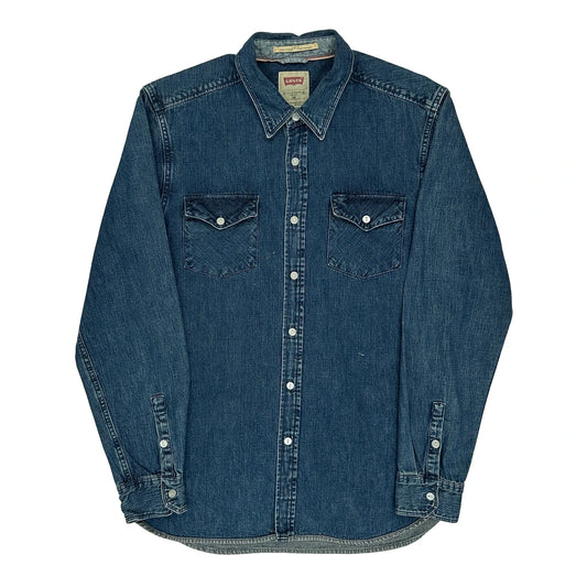 Vintage Levis Slim Fit Denim Shirt - Medium Blue Denim