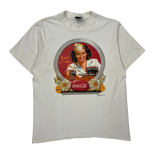 Coca-Cola Graphic T-Shirt - XL White Cotton