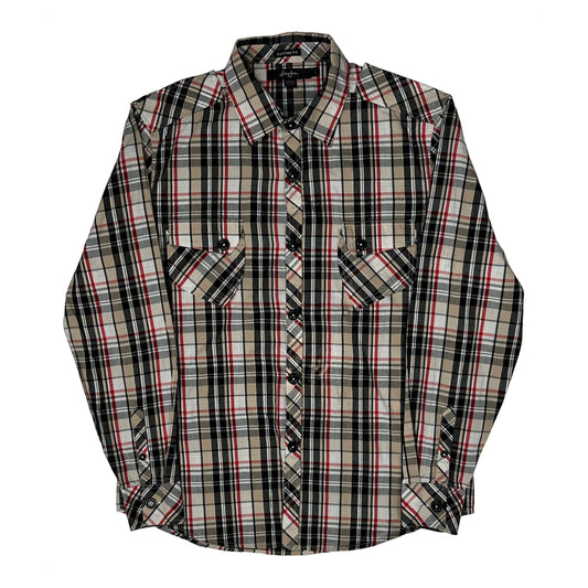 Vintage Sean John Checked Flannel Shirt - Large Beige Cotton