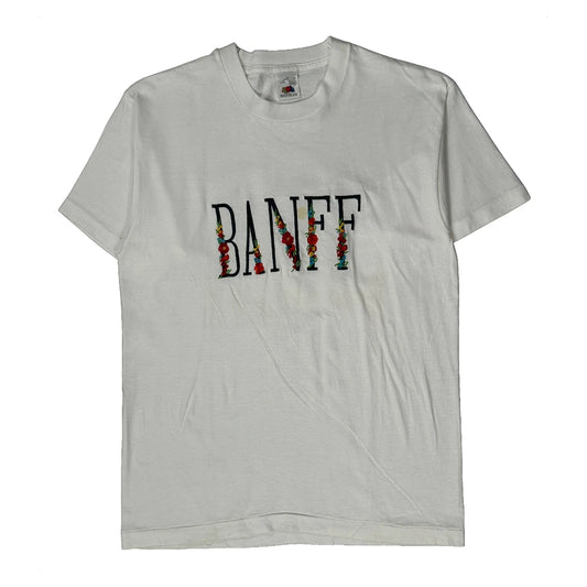 Banff Print Fruit Of The Loom Graphic T-Shirt - Large White Cotton