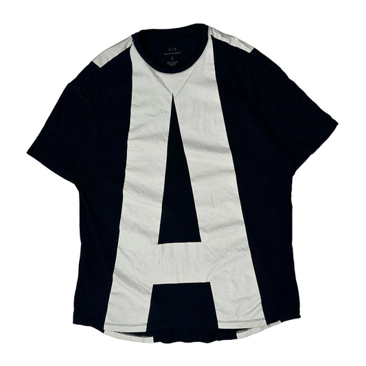 Armani Exchange Graphic T-Shirt - Large Black & White Cotton