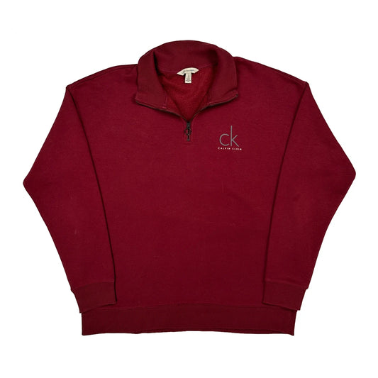 Calvin Klein Jeans 1/4 Zip - Large Red Cotton