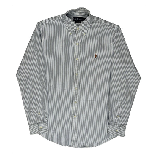Custom Fit Ralph Lauren Striped Shirt - Medium Blue Cotton