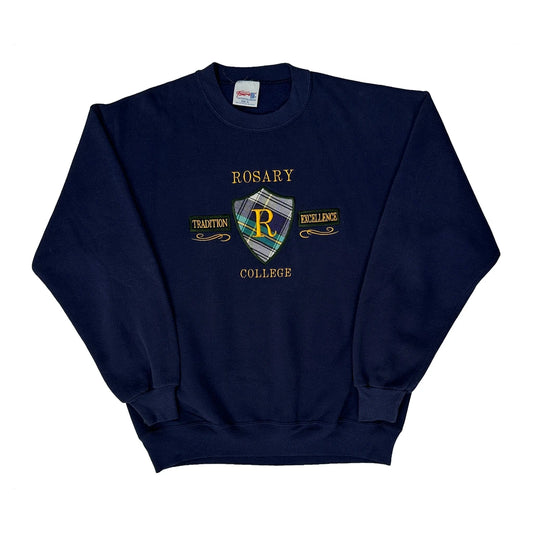 Rosary College Famous College Sweatshirt - XL Navy Cotton Blend