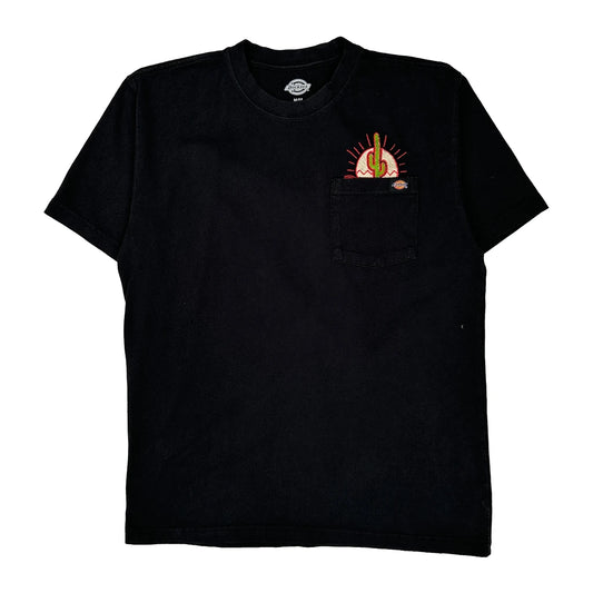 Sun And Cactus Embroidery Dickies Graphic T-Shirt - Medium Black Cotton