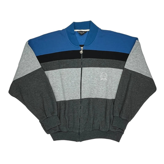 Christian Dior Striped Track Jacket - XL Grey Cotton