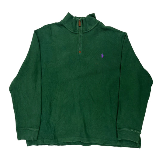 Polo By Ralph Lauren 1/4 Zip - 2XL Green Cotton