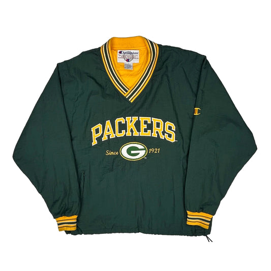 Packers Champion Football Varsity Jacket - Large Green Nylon