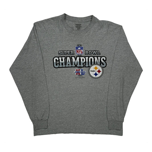 Vintage Steelers Reebok Nfl Long Sleeve T-Shirt - Large Grey Cotton Blend