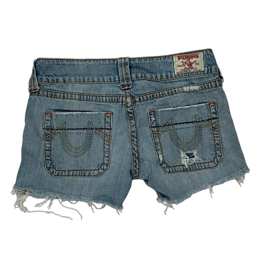 True Religion Denim Shorts - 31W UK 8 Light Wash Denim