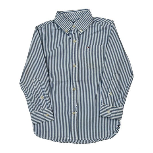 Age 4-5 Tommy Hilfiger Striped Shirt - XS Blue Cotton