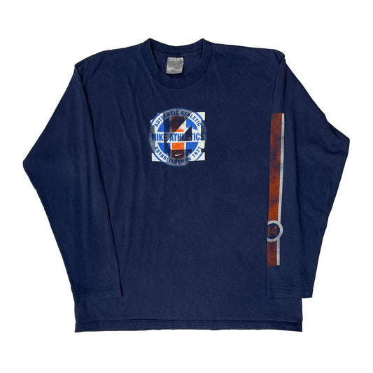 Made In USA Nike Long Sleeve T-Shirt - Large Navy Cotton
