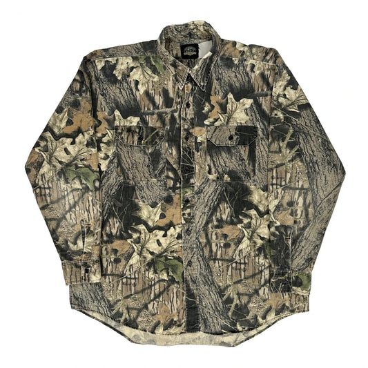 Vintage Unbranded Camo Flannel Shirt - XL Khaki Cotton