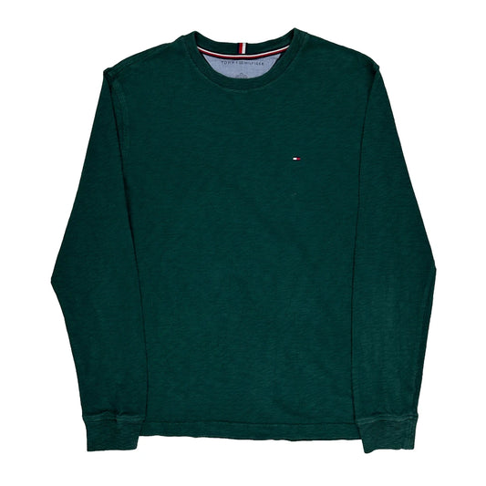 Tommy Hilfiger Long Sleeve T-Shirt - Large Green Cotton