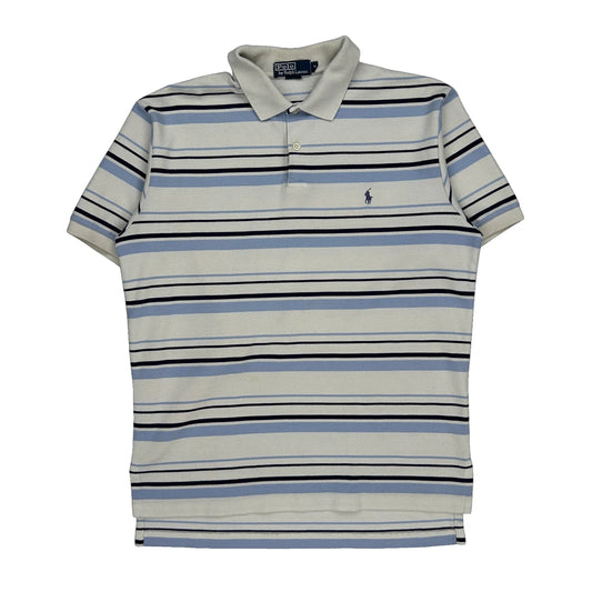Polo By Ralph Lauren Striped Polo Shirt - Medium Blue Cotton