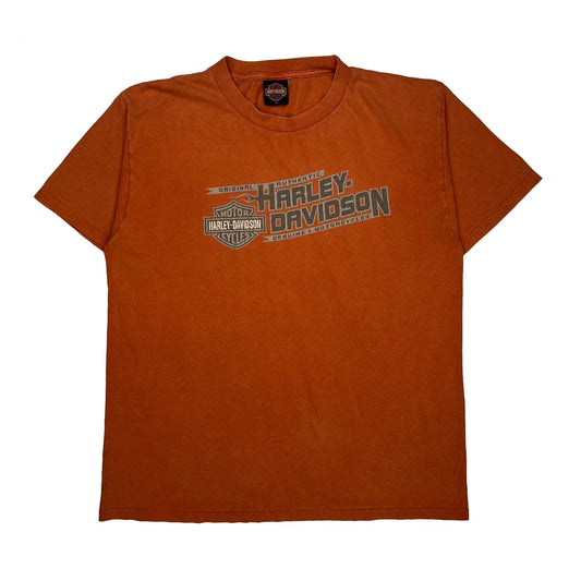 Mount Mckinley Harley Davidson Graphic T-Shirt - Large Orange Cotton