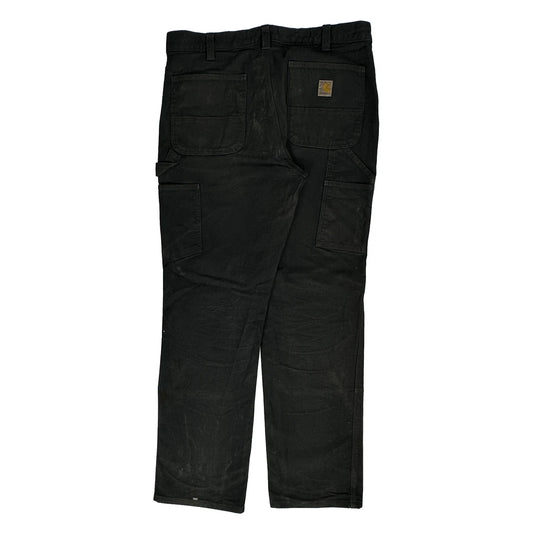 Relaxed Fit Carhartt Double Knee Carpenter Trousers - 35W 34L Black Cotton