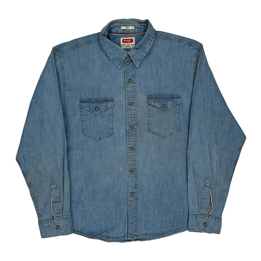 Wrangler Denim Shirt - XL Blue Cotton
