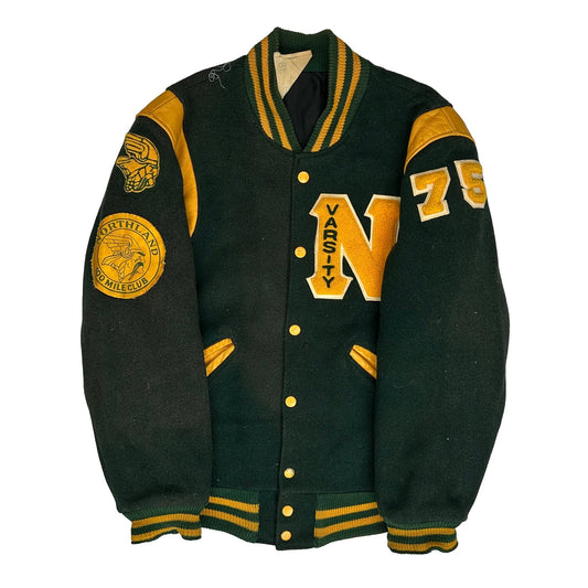 1975 Unbranded College Varsity Jacket - Small Green Wool