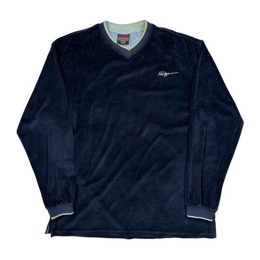 Vintage Embroidered Logo Fubu Fleece - Large Navy Cotton Blend