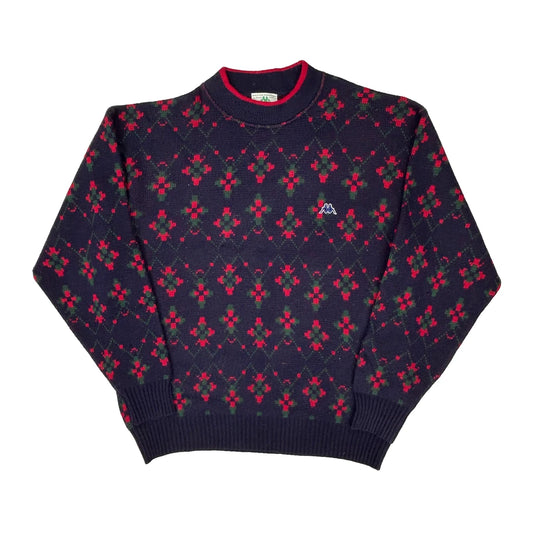 Kappa Argyle Jumper - XL Navy Wool