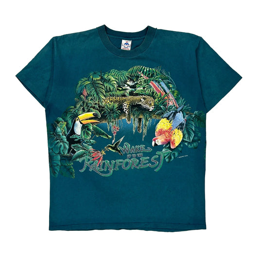 Rainforest H.L. Miller Single Stitch T-Shirt - Large Blue Cotton