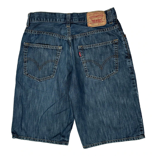 569 Levis Baggy Denim Shorts - 30W 11L Blue Denim