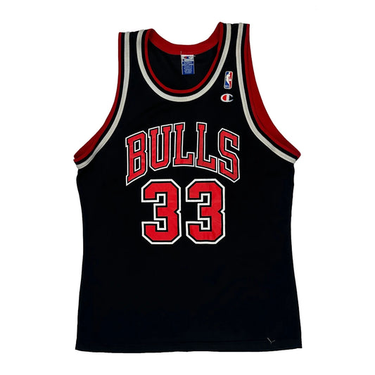 90s Chicago Bulls Champion Nba Pippen Jersey - Large Black Polyester