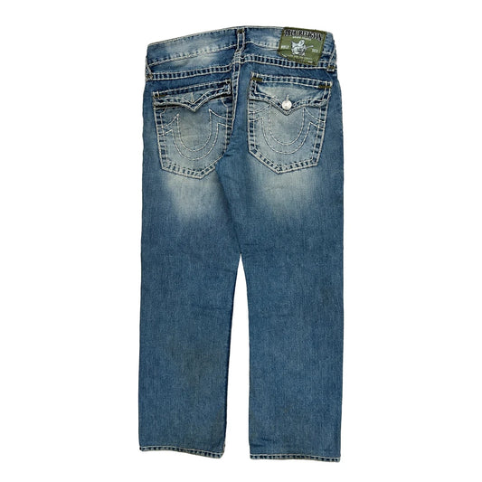 True Religion Contrast Stitch Jeans - 36W 27L Blue Cotton
