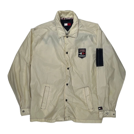 Tommy Jeans Spellout Windbreaker - Large Cream Polyester