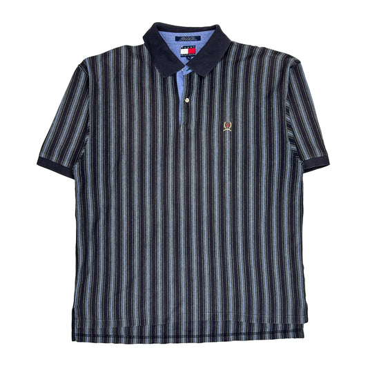 Tommy Hilfiger Striped Polo Shirt - XL Black Cotton
