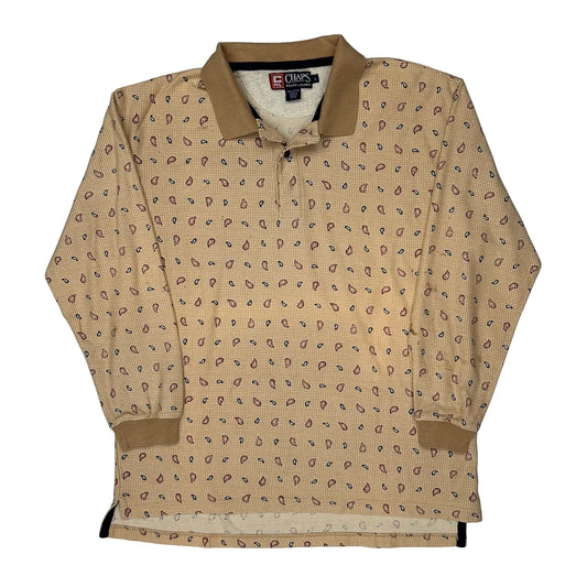 Chaps Ralph Lauren Polo Shirt - Large Beige Cotton