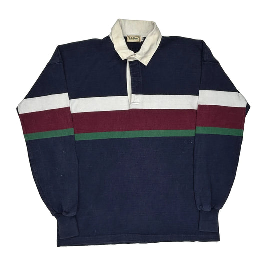 L.L.Bean Striped Rugby Shirt - XL Navy Cotton