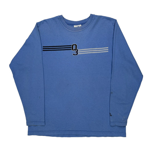 Adidas Striped Long Sleeve T-Shirt - Large Blue Cotton
