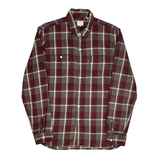 Levis Checked Flannel Shirt - Medium Grey Cotton
