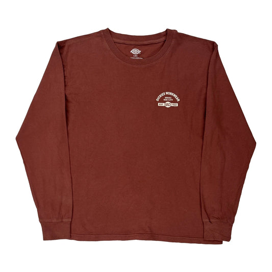 Dickies Long Sleeve T-Shirt - Large Brown Cotton