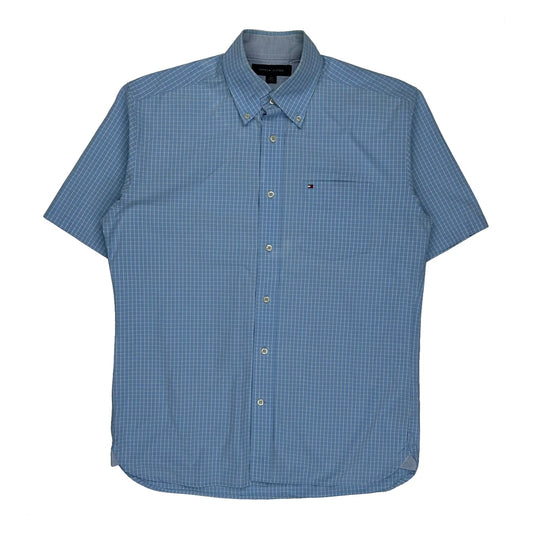 Tommy Hilfiger Checked Short Sleeve Shirt - Small Blue Cotton
