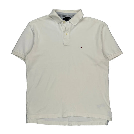 Tommy Hilfiger Polo Shirt - Large White Cotton
