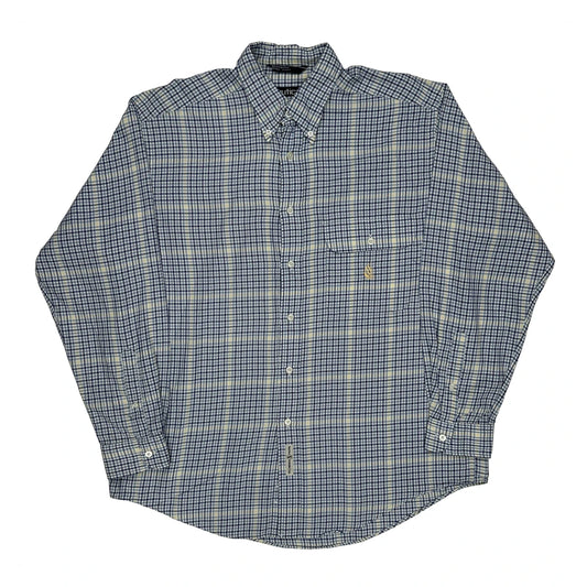 Nautica Checked Shirt - Large Blue Cotton