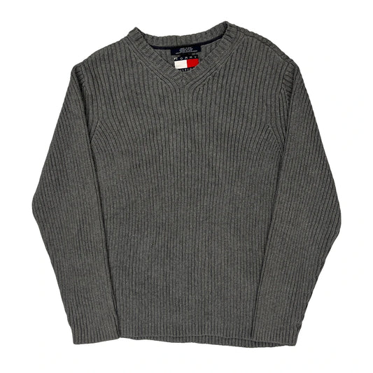 Tommy Hilfiger V-Neck Jumper - Medium Grey Cotton
