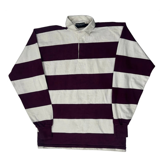 Collared Unbranded Striped Rugby Shirt - XL White Cotton