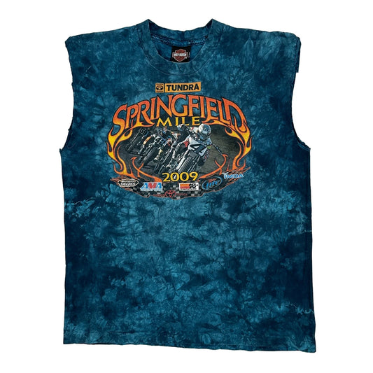 Springfield Mile 2009 Harley Davidson Graphic T-Shirt - Medium Blue Cotton