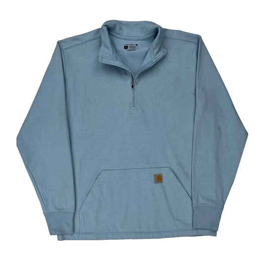 Relaxed Fit Carhartt 1/4 Zip - Large Blue Cotton Blend