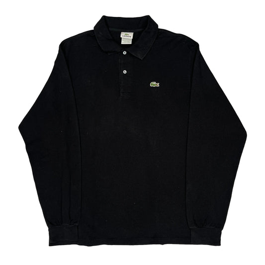 Vintage Lacoste Long Sleeve Polo Shirt - XL Black Cotton