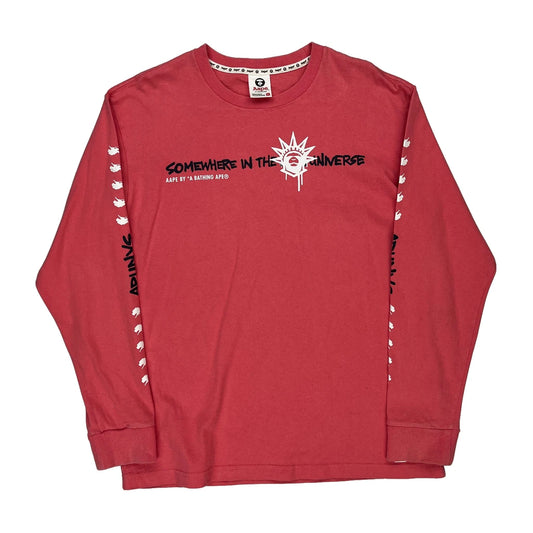 A Bathing Ape Long Sleeve T-Shirt - XL Red Cotton